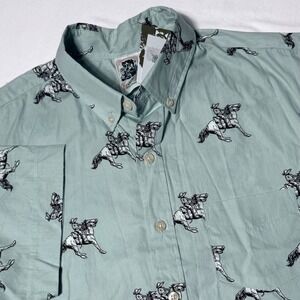 NWT Kennington Western Cowboy Horse Shirt Chest Pocket Sky Blue Men's Size Large